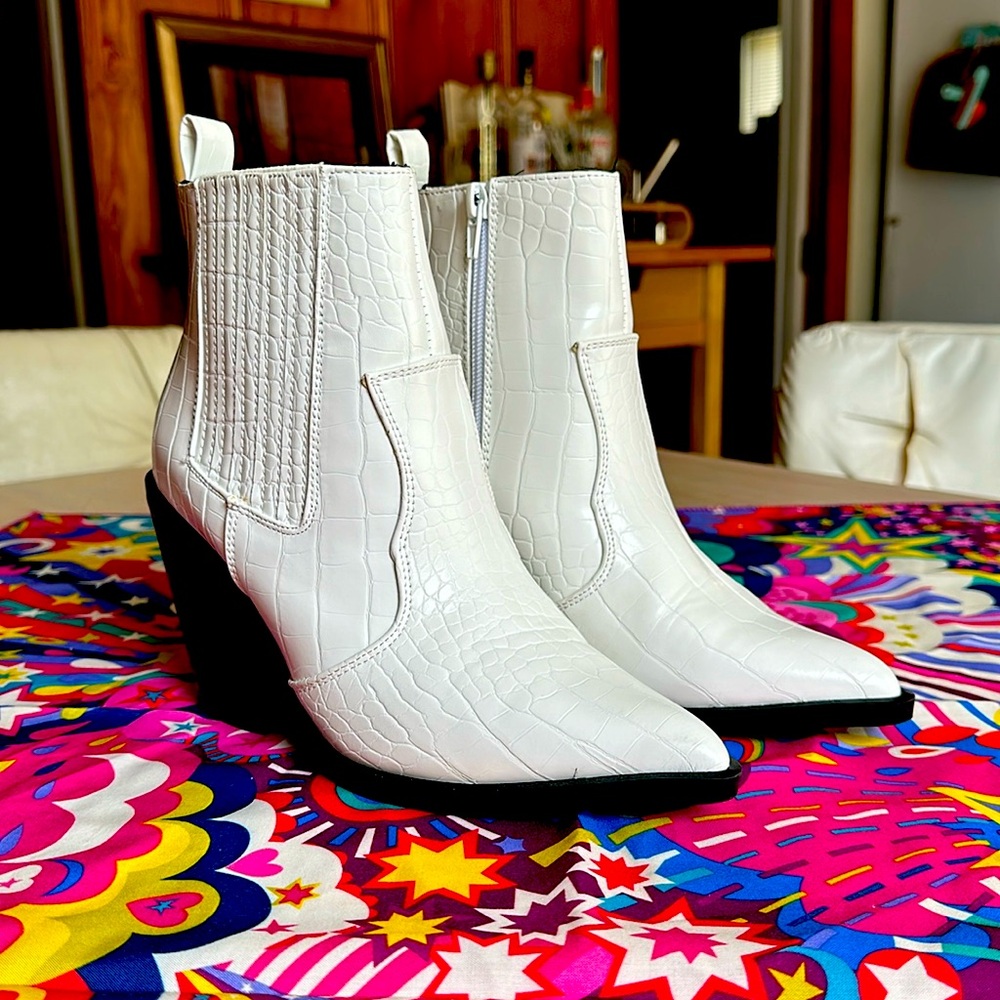ASOS white western booties